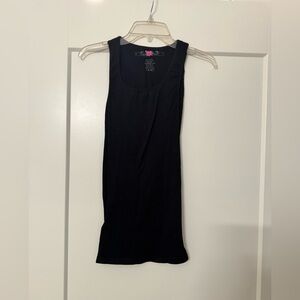 Long-line stretch ribbed tank top